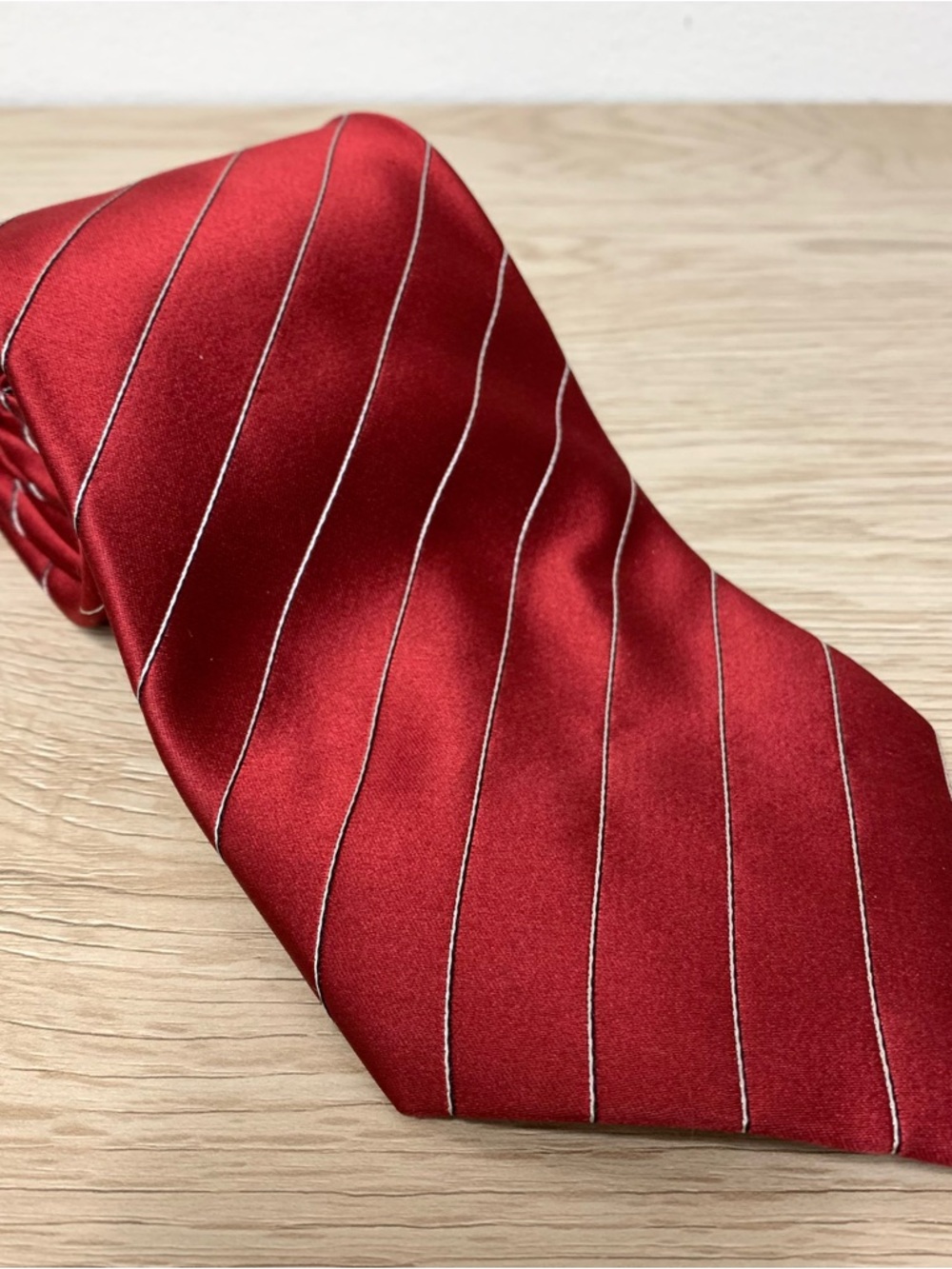Donald J Trump Signature Collection Silk Necktie Red/White Striped Handmade